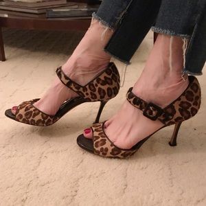 Manolo Blahnik Leopard Pony Hair heels